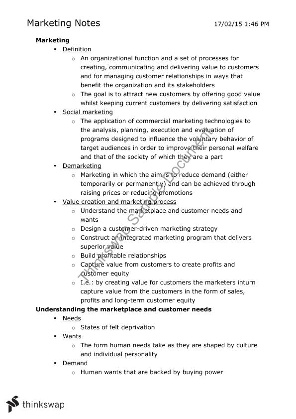 principles of marketing notes pdf